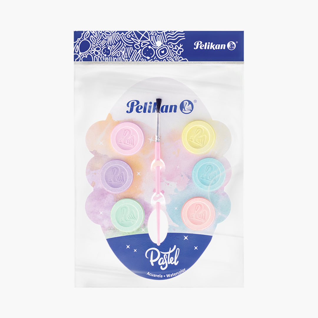 JUEGO ACUARELA 6 COLORES PASTEL + PINCEL BLISTER PAQ. 10