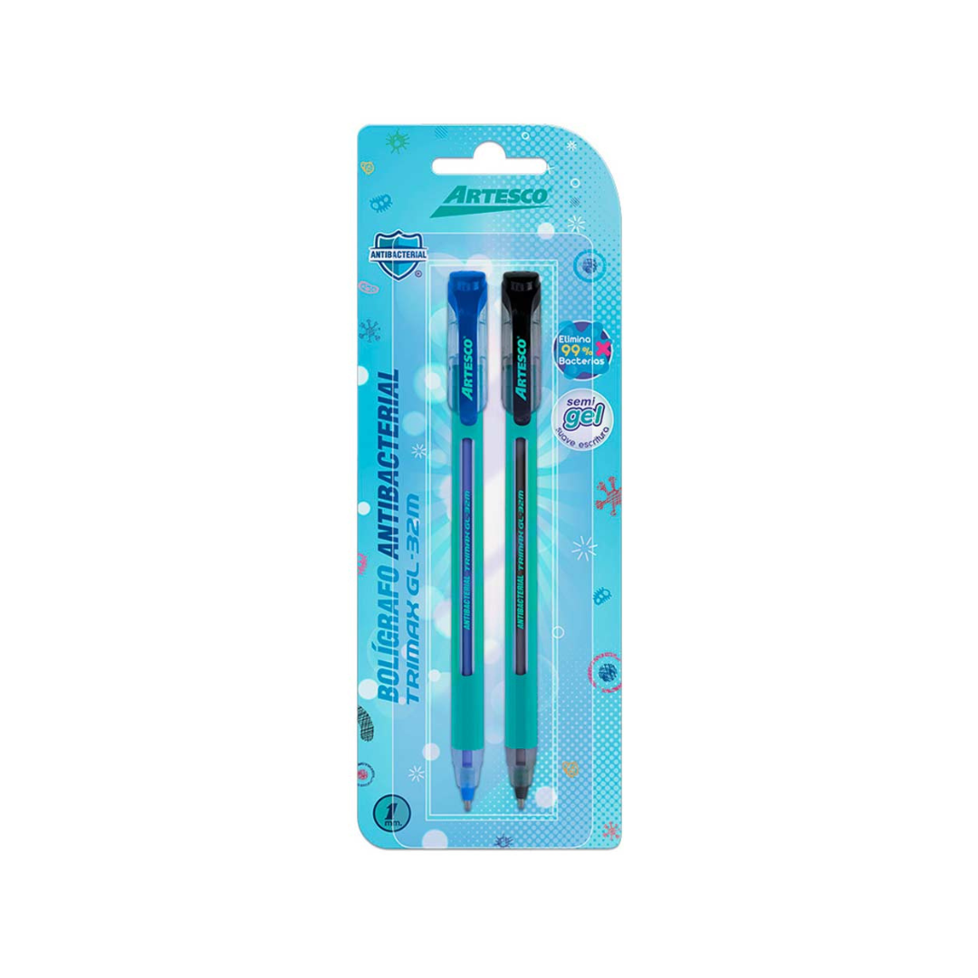 BOLIGRAFOS TRIMAX GEL-32M ANTIBACTERIAL 2/1 Surt. BL.