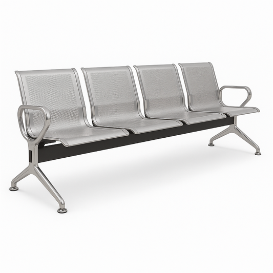 BANCA P/VISITAS DE METAL GALVANIZADO PREMIUM C/4 ASIENTOS PLATEADAS