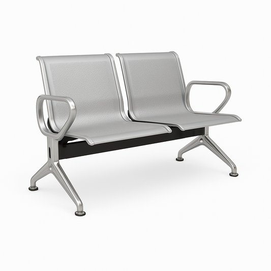 BANCA P/VISITAS DE METAL GALVANIZADO PREMIUM C/2 ASIENTOS PLATEADA