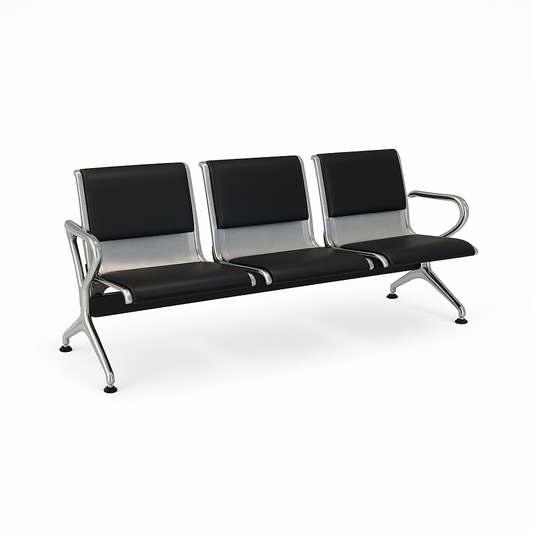 BANCA P/VISITAS DE METAL GALVANIZADO PREMIUM C/3 ASIENTOS NEGRO