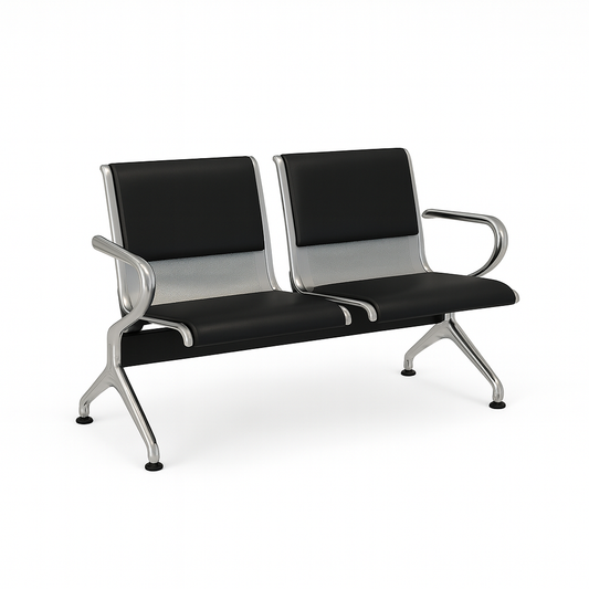BANCA P/VISITAS DE METAL GALVANIZADO PREMIUM C/2 ASIENTOS NEGRO
