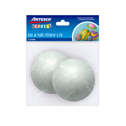BOLAS DE ESTEREOFOAM 8CM 2/1 BLISTER