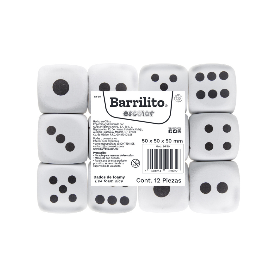 DADOS 50 mm COLOR BLANCO 12 pzas.