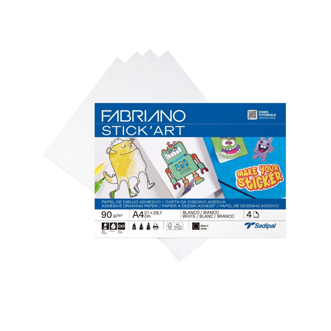 PAPELES CREATIVOS ADHESIVO A4 BLANCO 25/1 90grs
