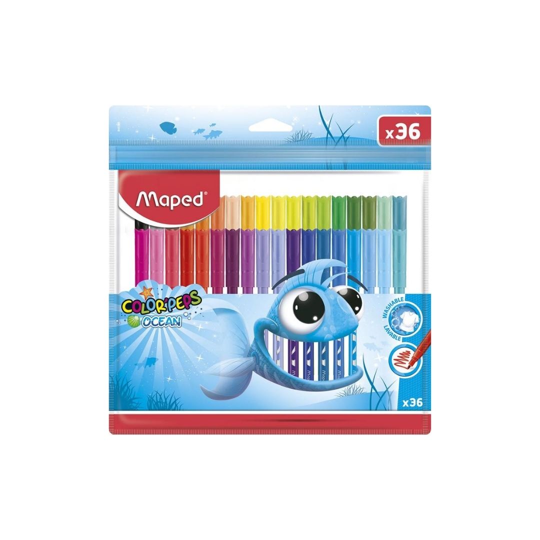 JUEGO DE MARCADORES COLOR PEPS OCEAN 36/1 (Funda)BL PAQ. 12