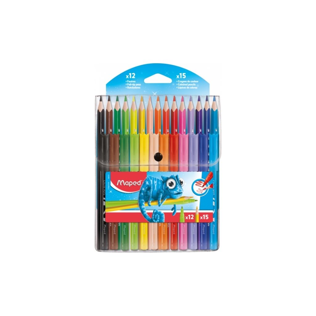 JUEGO DE MARCADORES COLOR PEPS OCEAN 12/1 + LAPIZ PULSE 15/1 BL. PAQ. 12