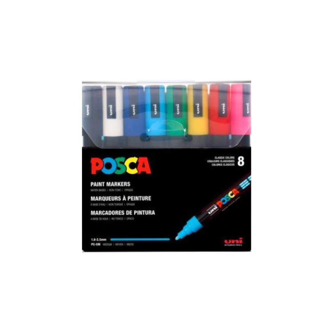 JUEGO MARCADORES POSCA SURTIDOS 8/1