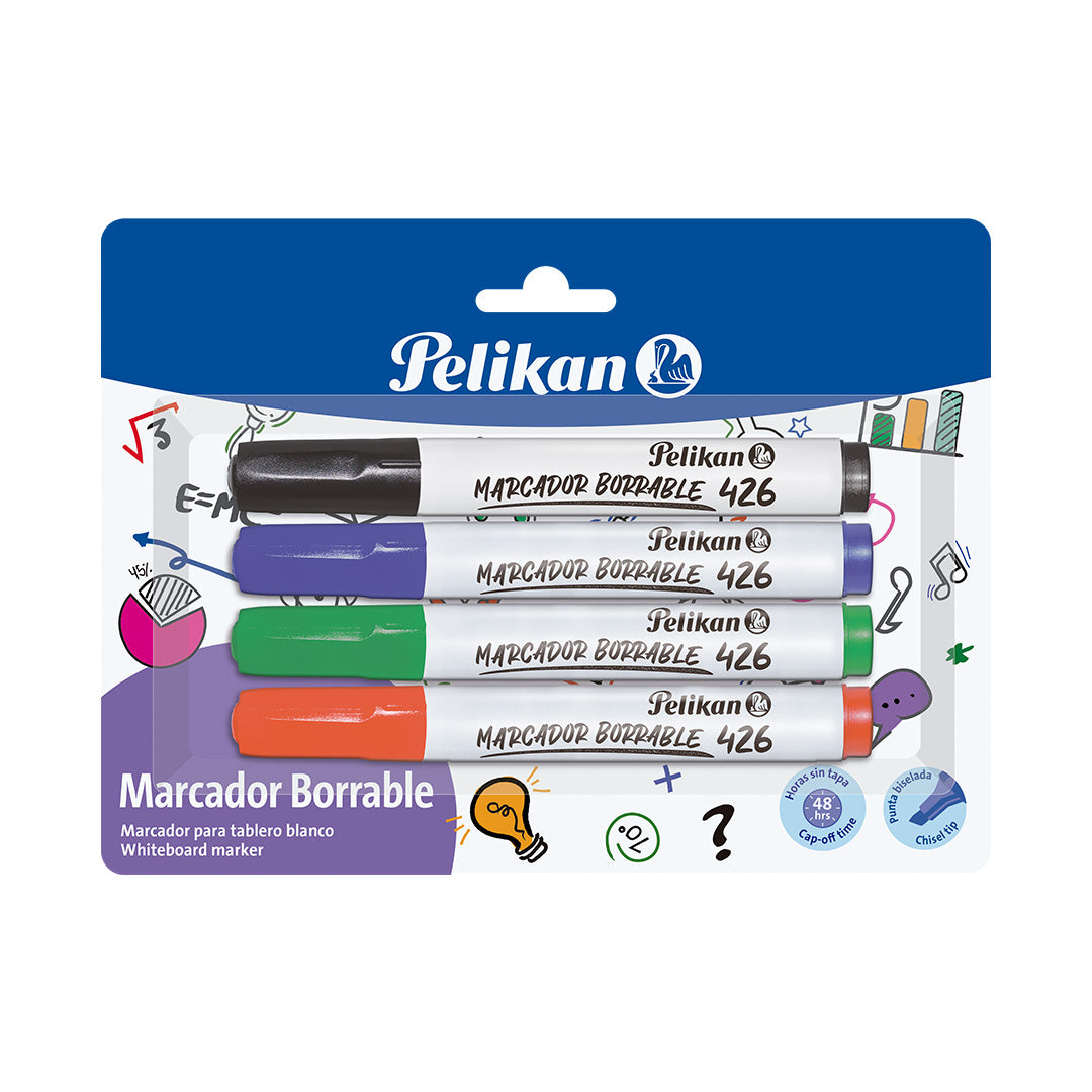 JUEGO MARCADOR BORRABLE P/PIZARRA 426 4/1 BLISTER PAQ. 5