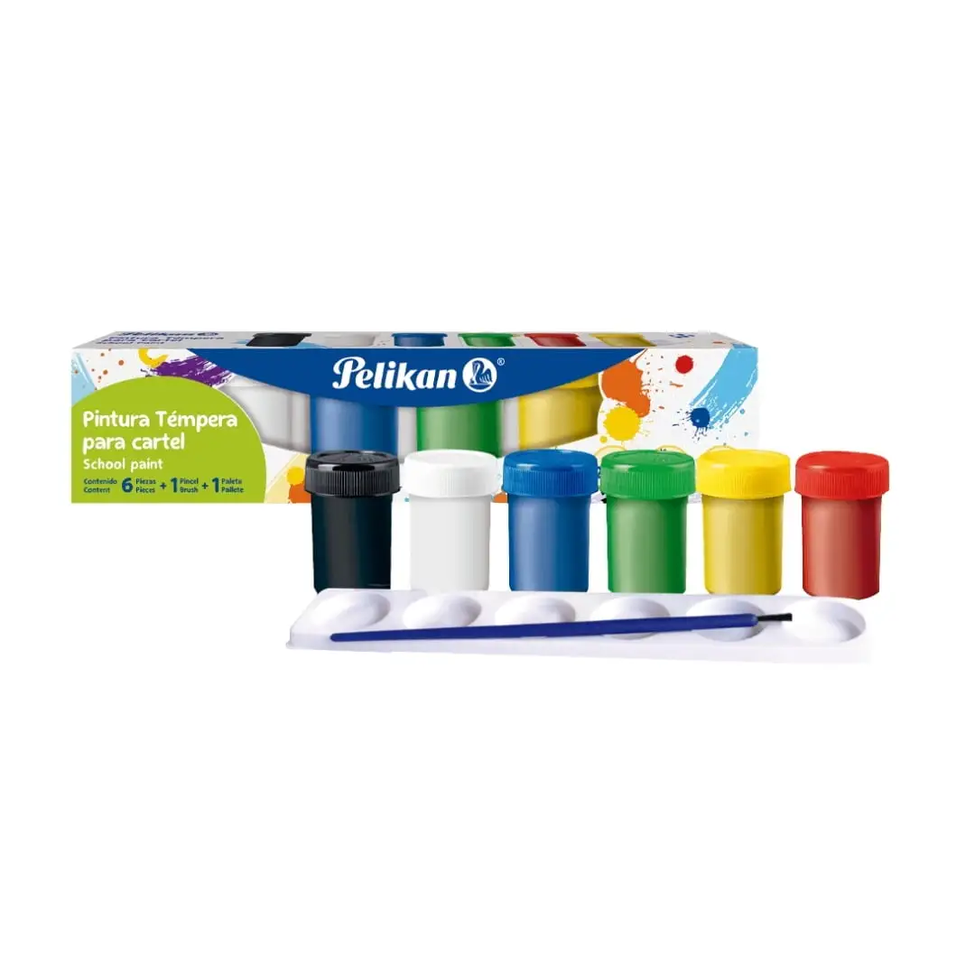 JUEGO TEMPERA 6/1 C/PALETA Y PINCEL (25ML)