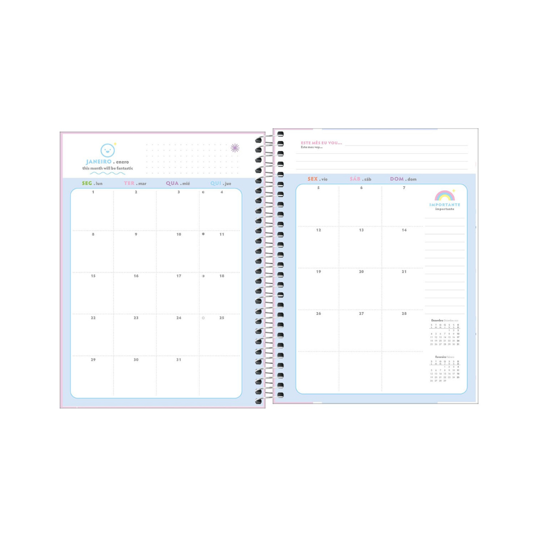 AGENDA DIARIA EN ESPIRAL 2024 PLANNER HAPPY M7