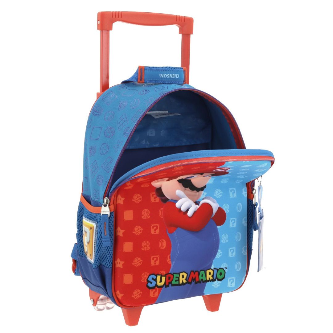 MOCHILA CON RUEDAS CHICA AZUL MARIO BROS DULP XXIV
