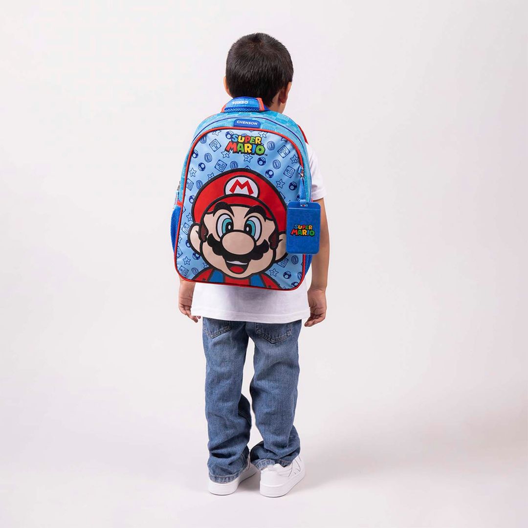 MOCHILA CHICA AZUL MARIO BROS FLEP XXIV