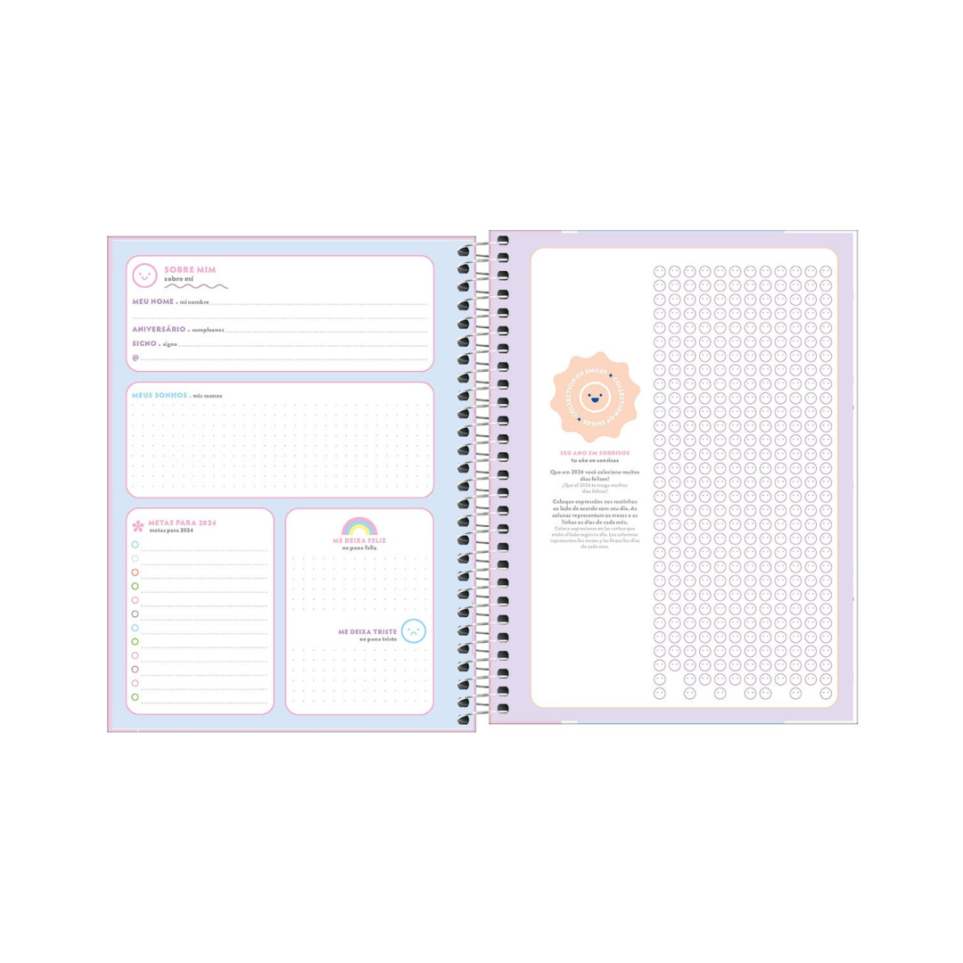 AGENDA DIARIA EN ESPIRAL 2024 PLANNER HAPPY M7
