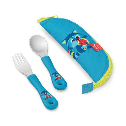 JUEGO DE CUBIERTOS P/NINOS MINIZ MAPACHE BLISTER