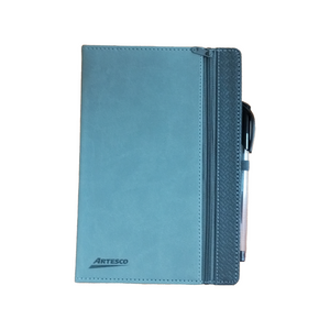 LIBRETAS DE NOTAS C/ZIPPER GRIS C/BOLIGRAFOS GL32 NEGRO