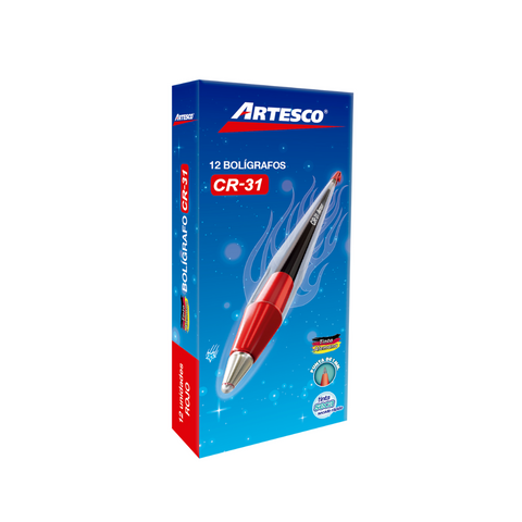 BOLIGRAFOS TINTA SECA CR-31 ROJO 12/1 (ARTESCO) PAQ. 10