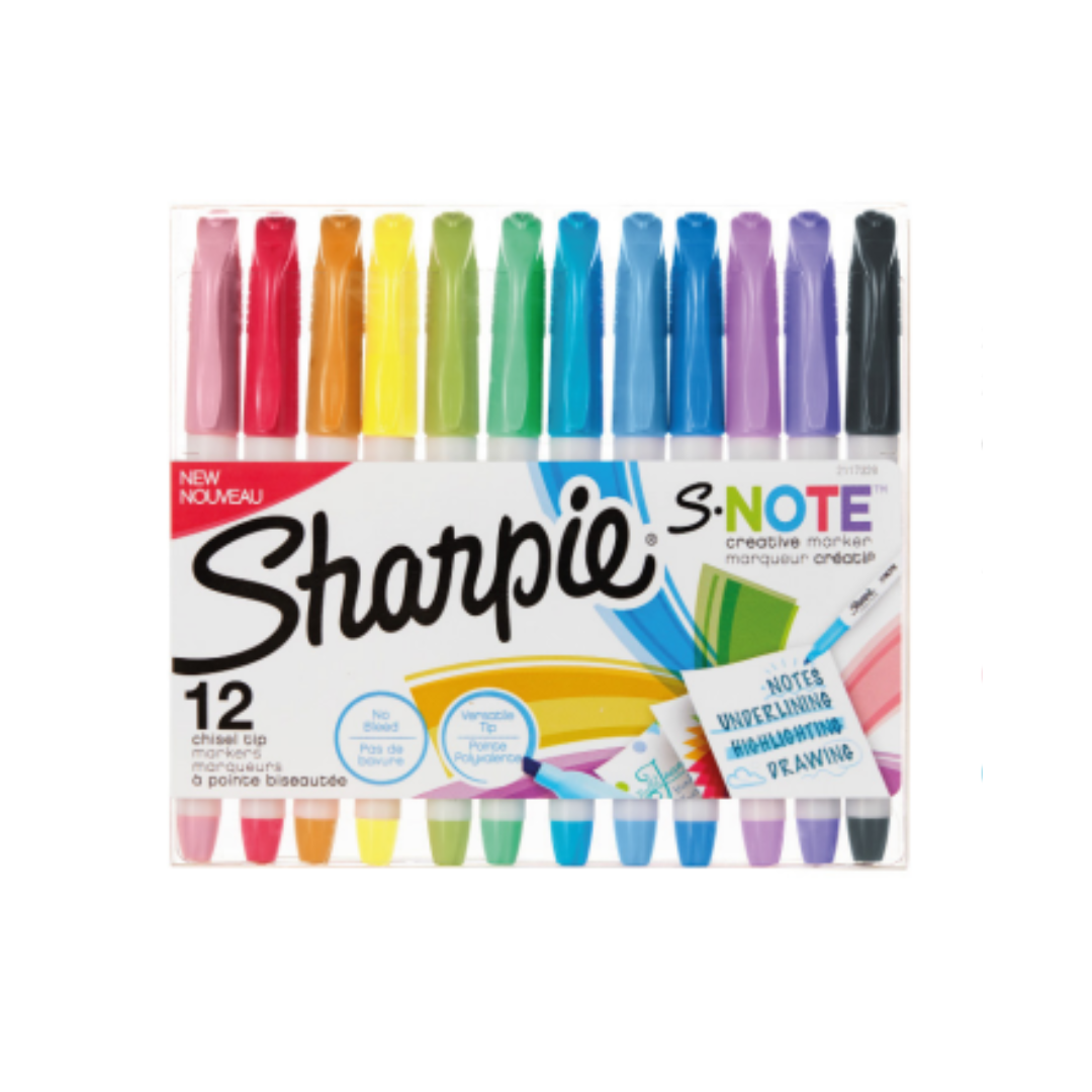 JUEGO MARCADORES PERMANENTE SHARPIE FINO S-NOTE 12/1 BL