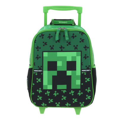 MOCHILA C/RUEDAS MEDIANA VERDE MINECRAFT DUPPER XXIV