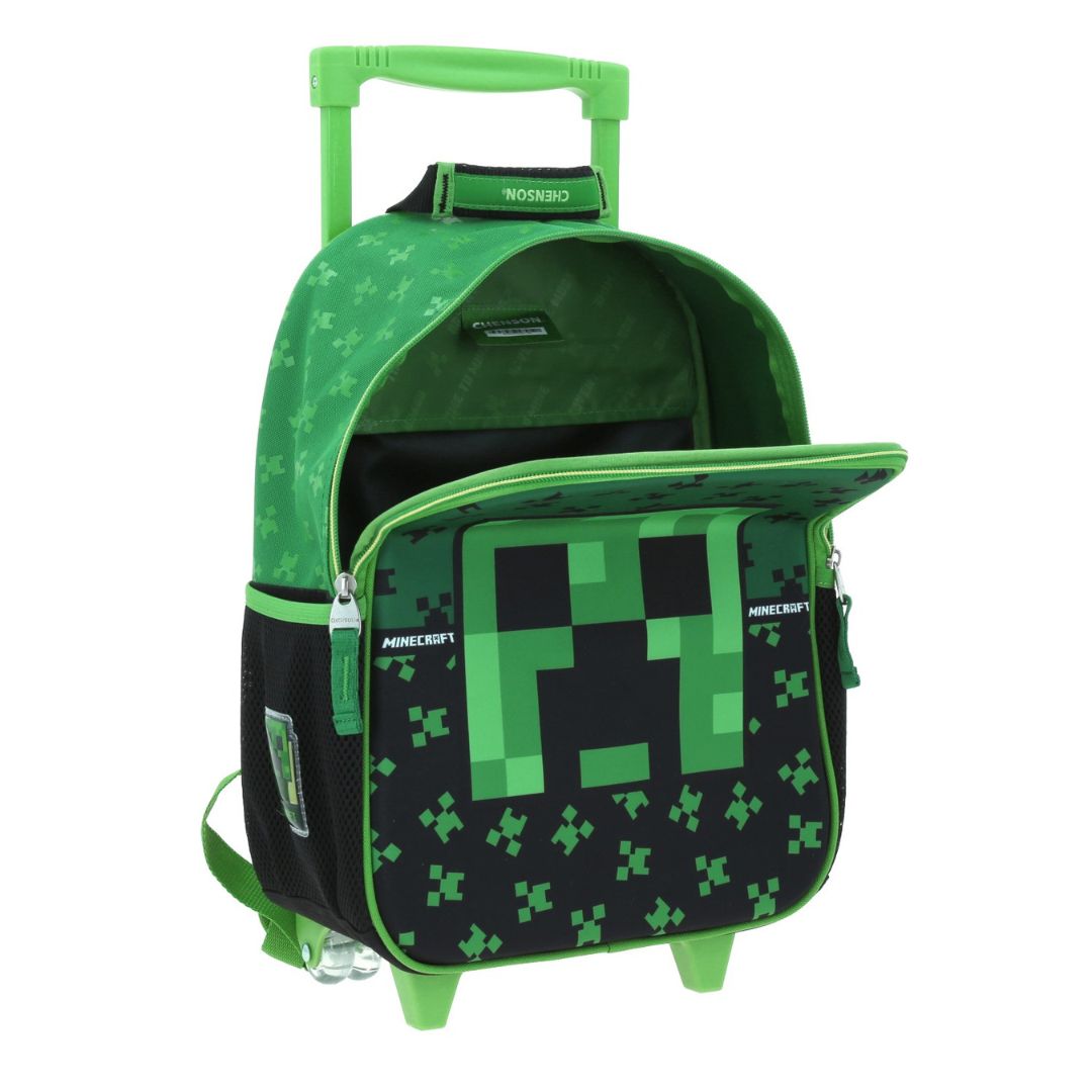 MOCHILA C/RUEDAS MEDIANA VERDE MINECRAFT DUPPER XXIV