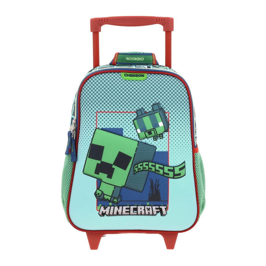 MOCHILA C/RUEDAS CHICA AZUL MINECRAFT BLIPER XXIVX
