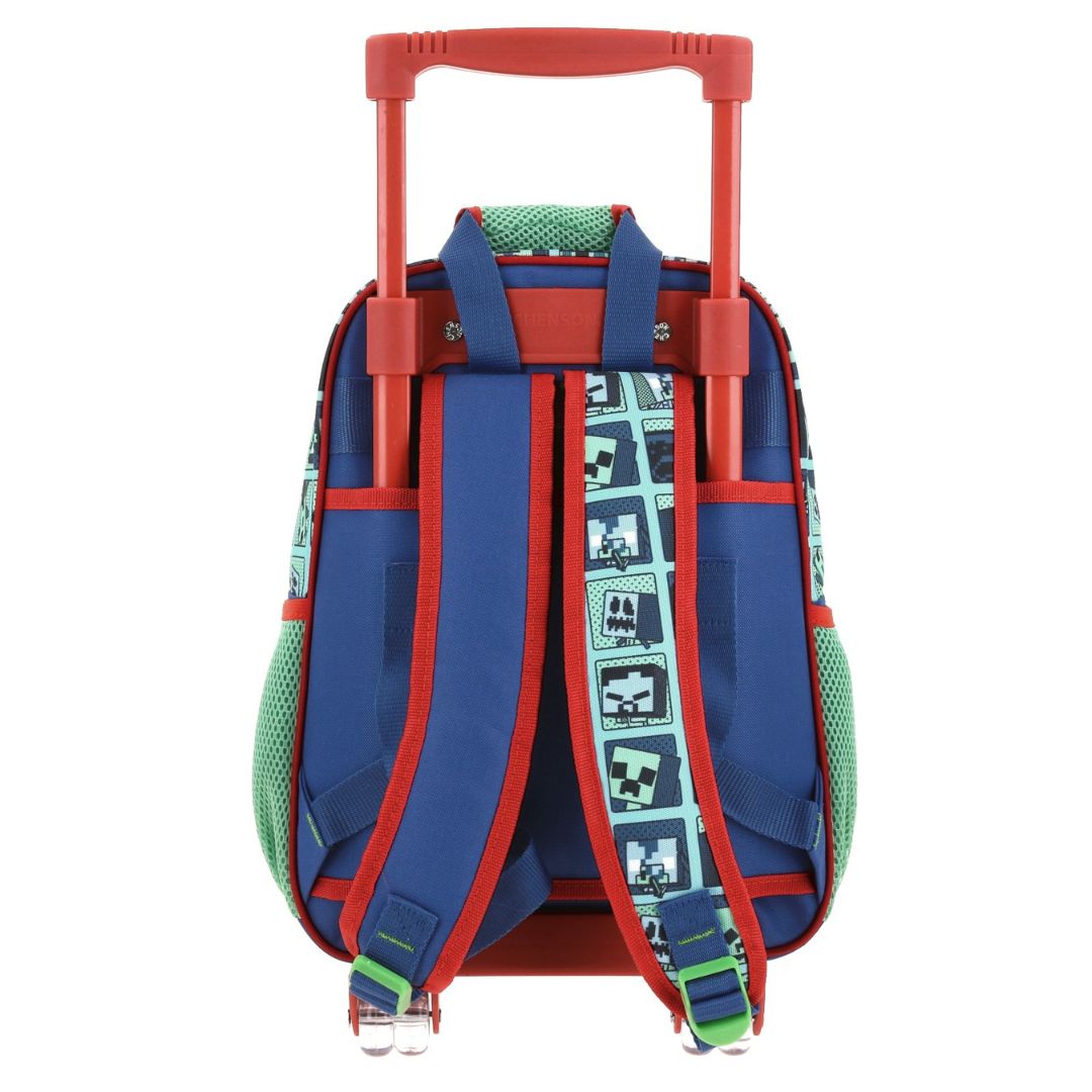 MOCHILA C/RUEDAS CHICA AZUL MINECRAFT BLIPER XXIVX