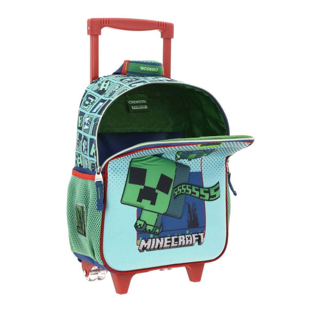 MOCHILA C/RUEDAS CHICA AZUL MINECRAFT BLIPER XXIVX