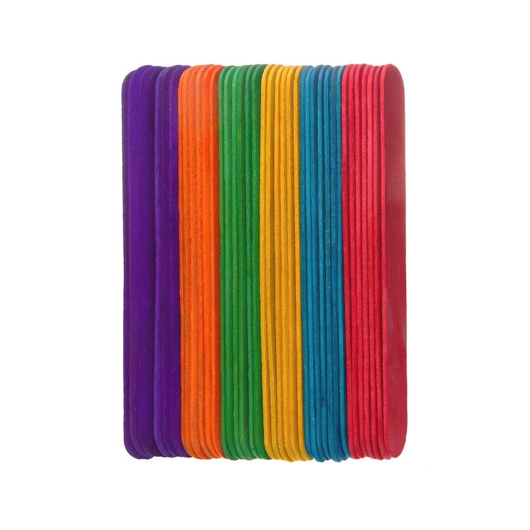 PALITOS JUMBO DE MADERA COLORES 15X2 cm bolsa con 80 palit