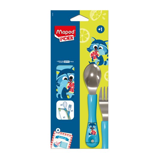 JUEGO DE CUBIERTOS P/NINOS MINIZ MAPACHE BLISTER