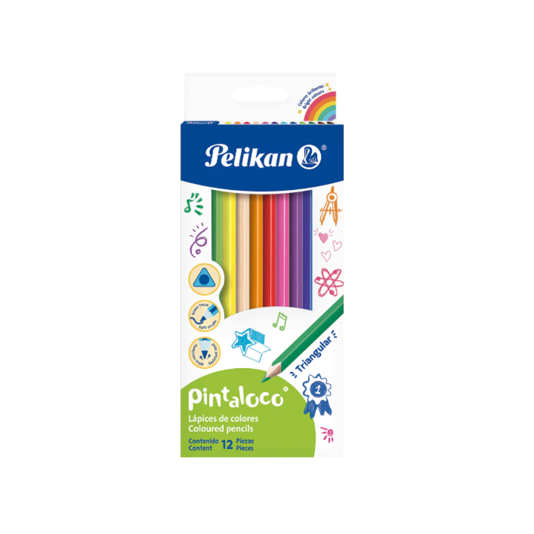 JUEGO LAPICES COLORES 12/1 LARGO TRIANG. PAQ. 10