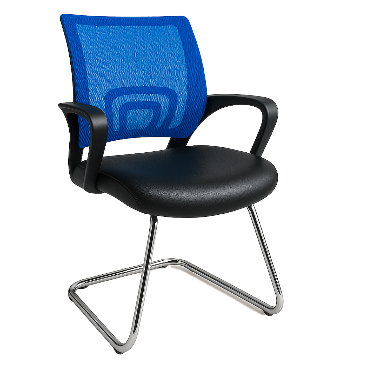SILLA P/VISITANTE C/SOP.LUMBAR C/B NEGRO C/MALLA AZUL