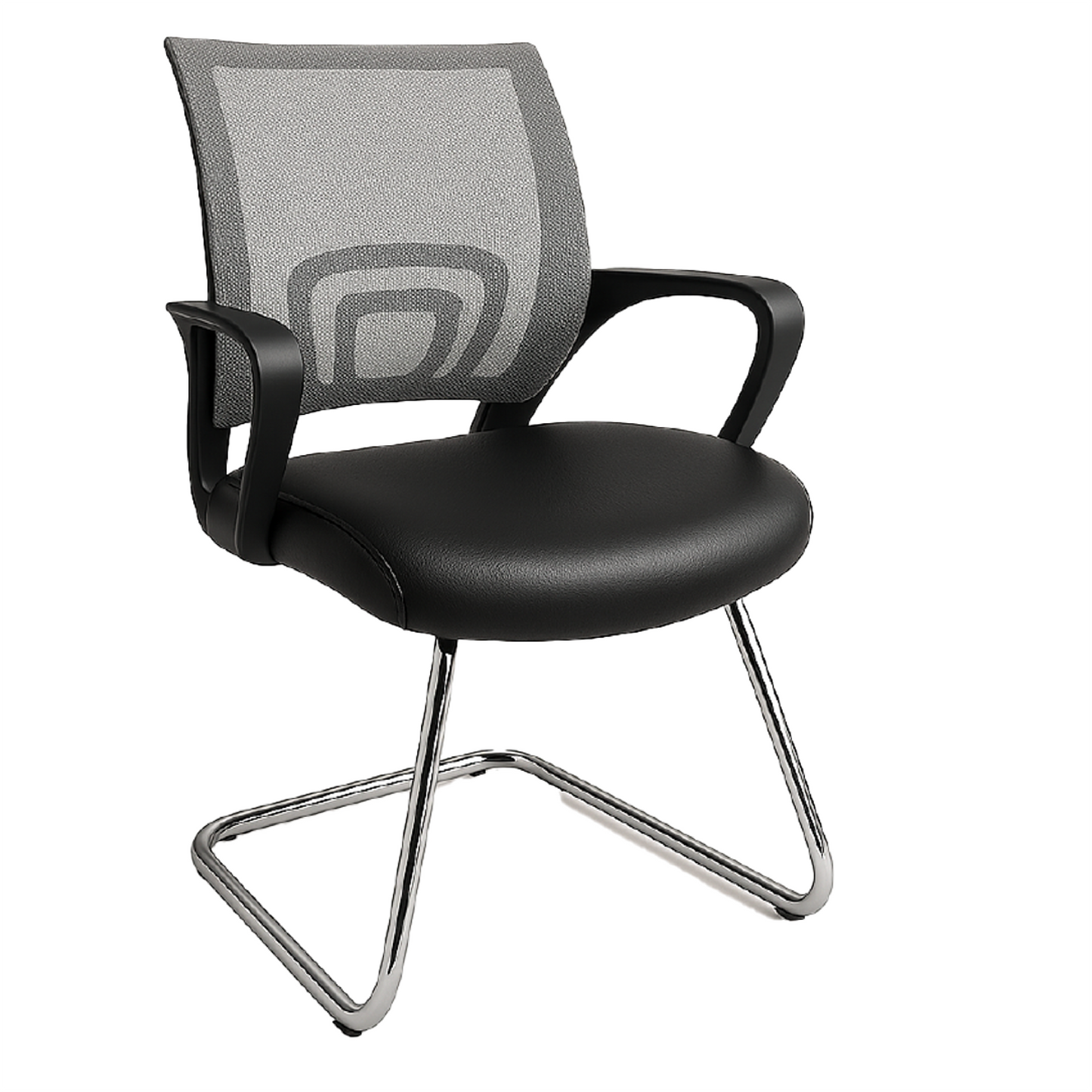SILLA P/VISITANTE C/SOP.LUMBAR C/B NEGRO C/MALLA GRIS