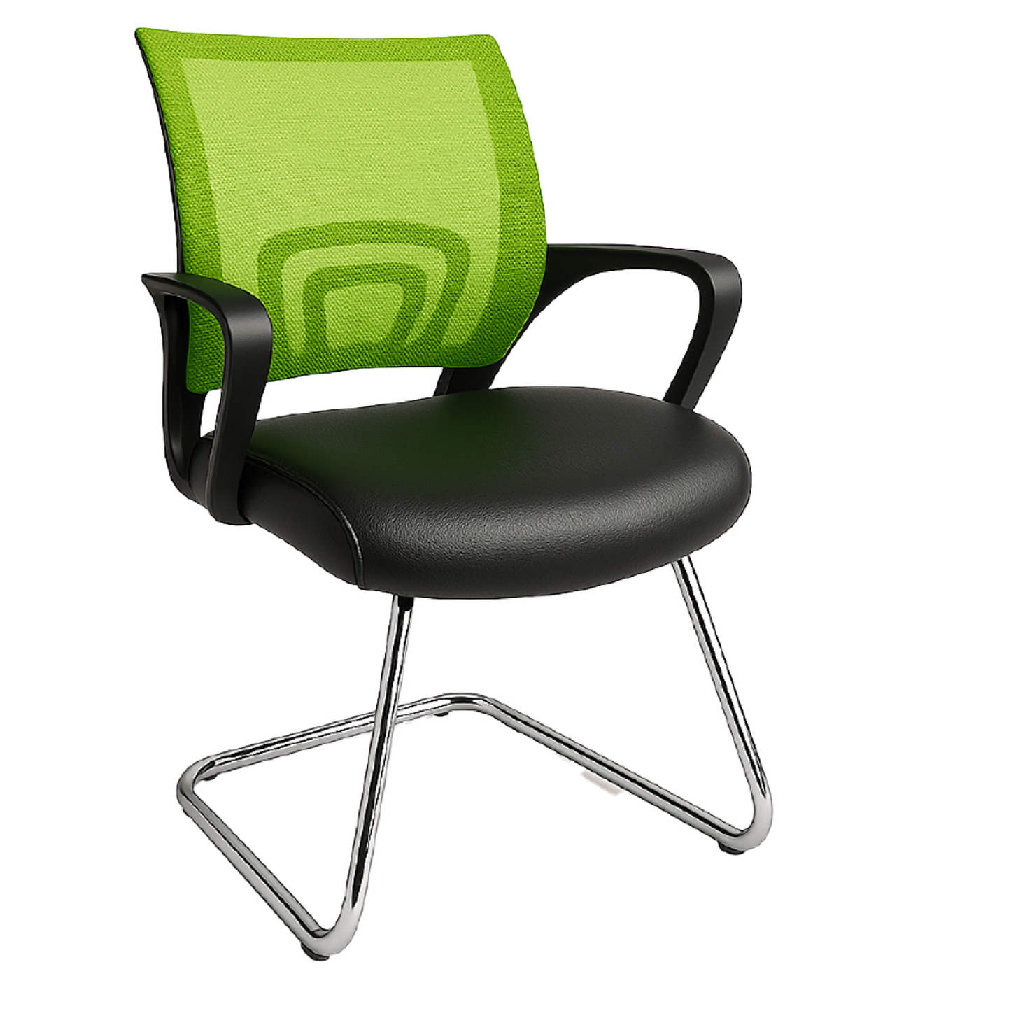 SILLA P/VISITANTE C/SOP.LUMBAR C/B NEGRO C/MALLA VERDE