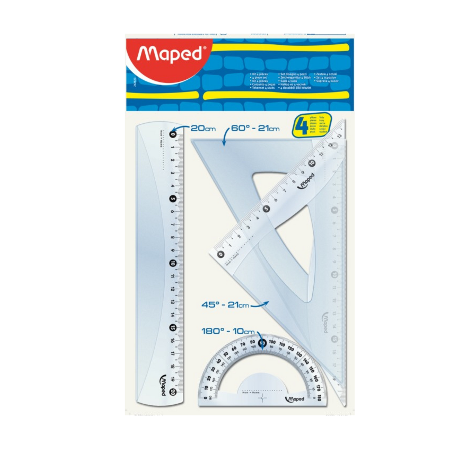 JUEGO GEOMETRICO MED. C/REGLA 8" BL