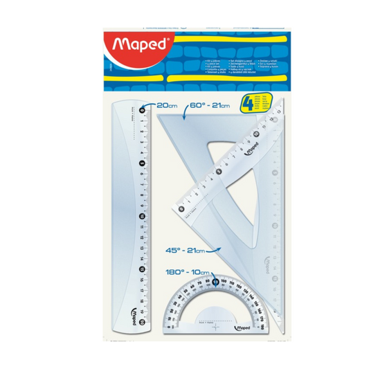 JUEGO GEOMETRICO MED. C/REGLA 8" BL