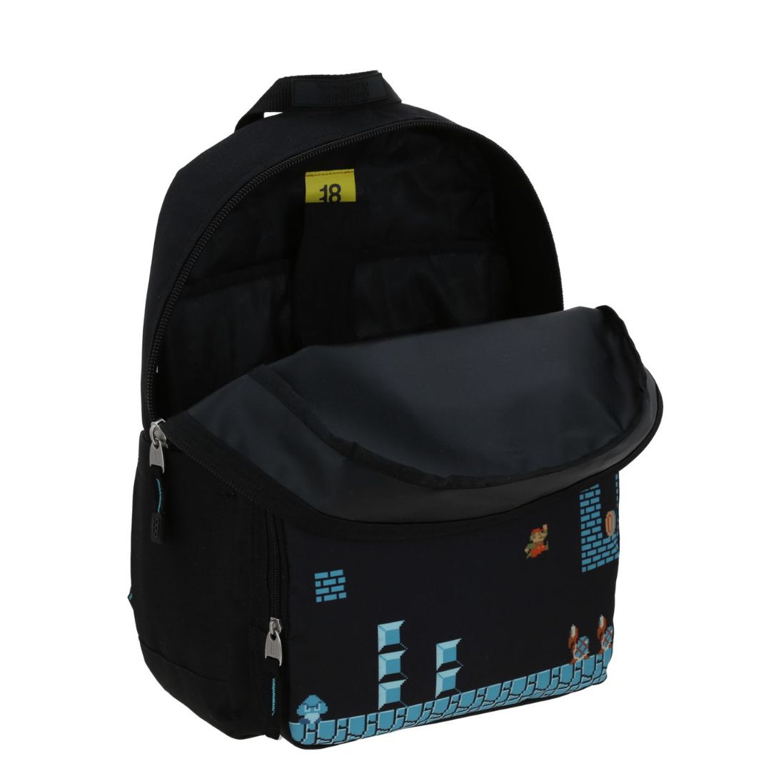 MOCHILA GRANDE NEGRO MARIO BROS WARP XXIV