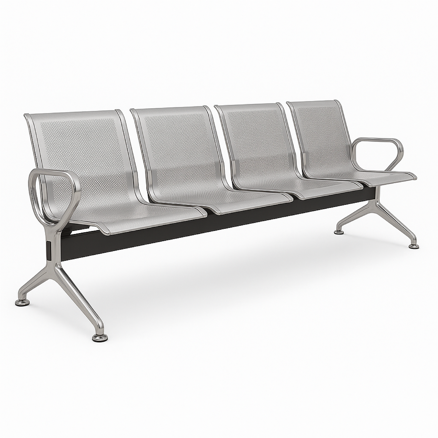 BANCA P/VISITAS DE METAL GALVANIZADO PREMIUM C/4 ASIENTOS PLATEADAS