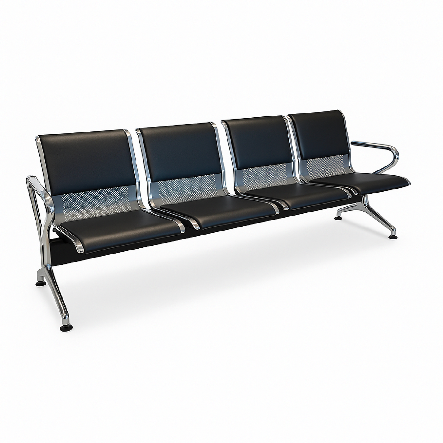 BANCA P/VISITAS DE METAL GALVANIZADO PREMIUM C/4 ASIENTOS NEGRA