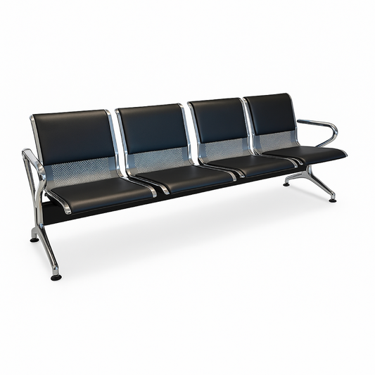 BANCA P/VISITAS DE METAL GALVANIZADO PREMIUM C/4 ASIENTOS NEGRA