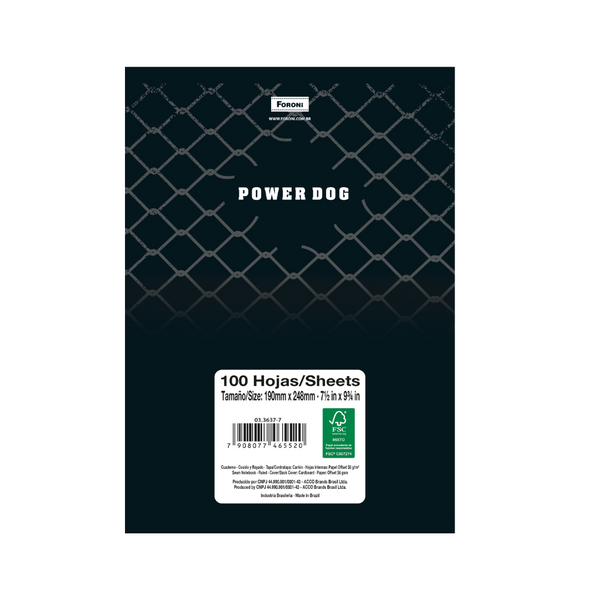 CUADERNO COSIDO 200 PAG. POWER DOG