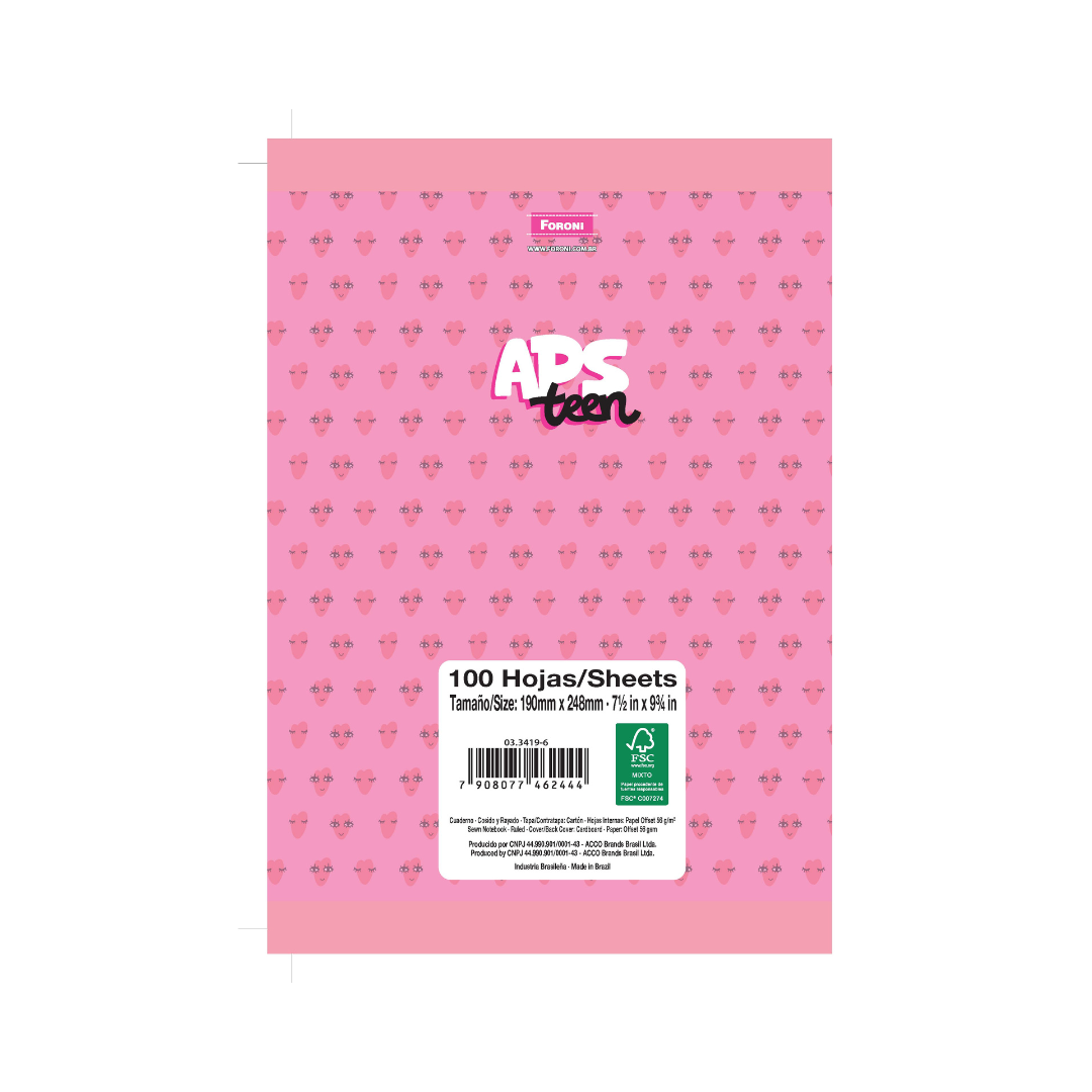 CUADERNO COSIDO 200 PAG. APS TEEN