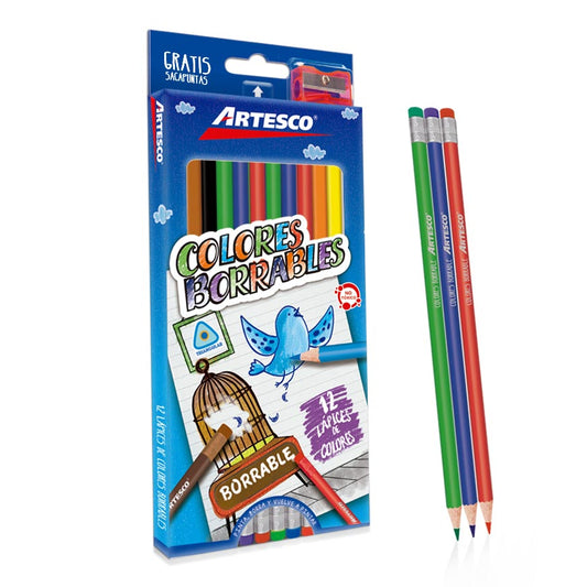 JUEGO DE LAPICES DE COLORES BORRABLES 12/1 BL