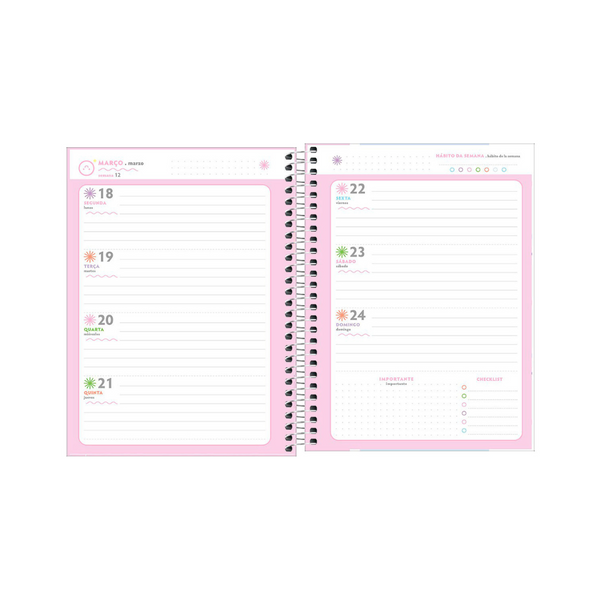 AGENDA DIARIA EN ESPIRAL 2024 PLANNER HAPPY M7