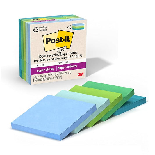 POST-IT SUPER STICKY RECICLADO (3 X 3) 5/1 cubo