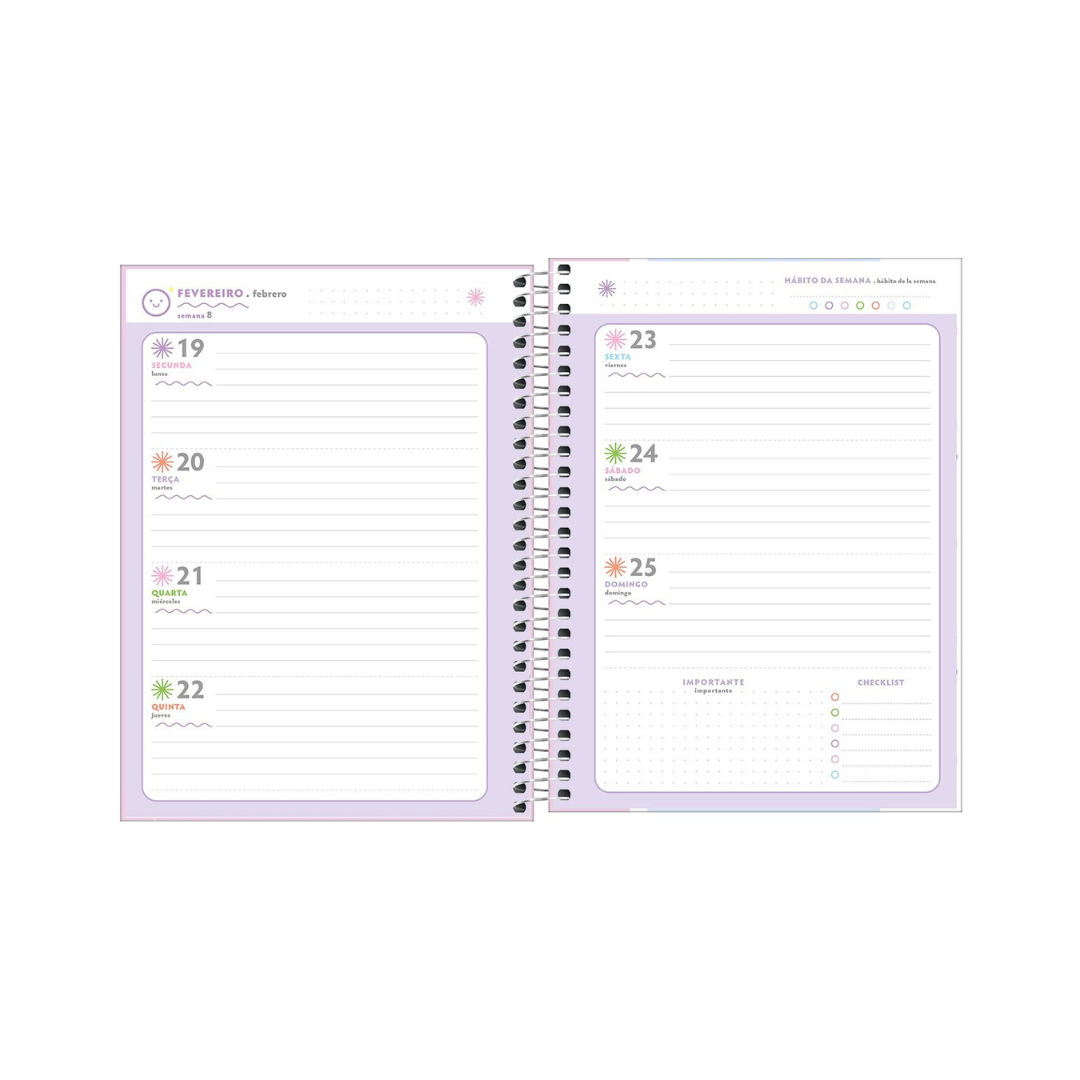 AGENDA DIARIA EN ESPIRAL 2024 PLANNER HAPPY M7