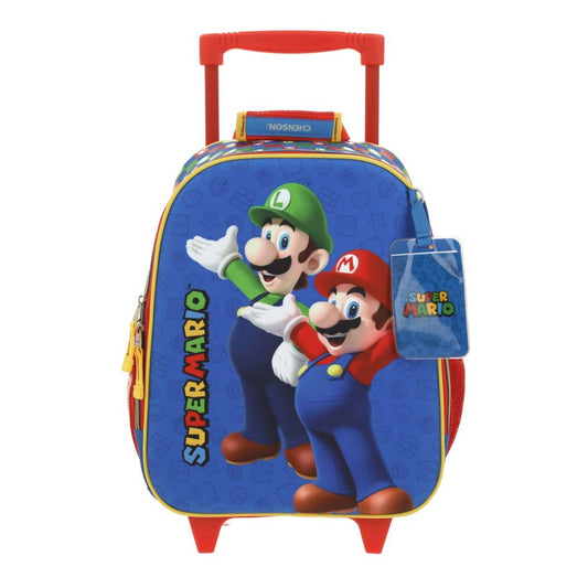 MOCHILA CON RUEDAS MEDIANA AZUL MARIO BROS ARMIN XXIV