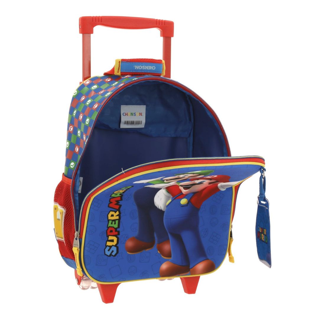 MOCHILA CON RUEDAS MEDIANA AZUL MARIO BROS ARMIN XXIV
