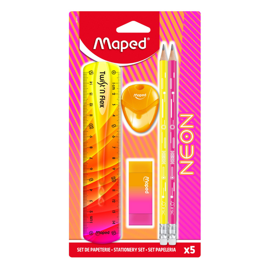 STATIONERY SET NEON 5 PCS