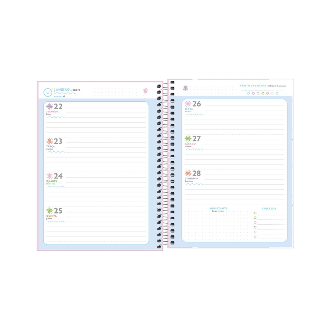 AGENDA DIARIA EN ESPIRAL 2024 PLANNER HAPPY M7