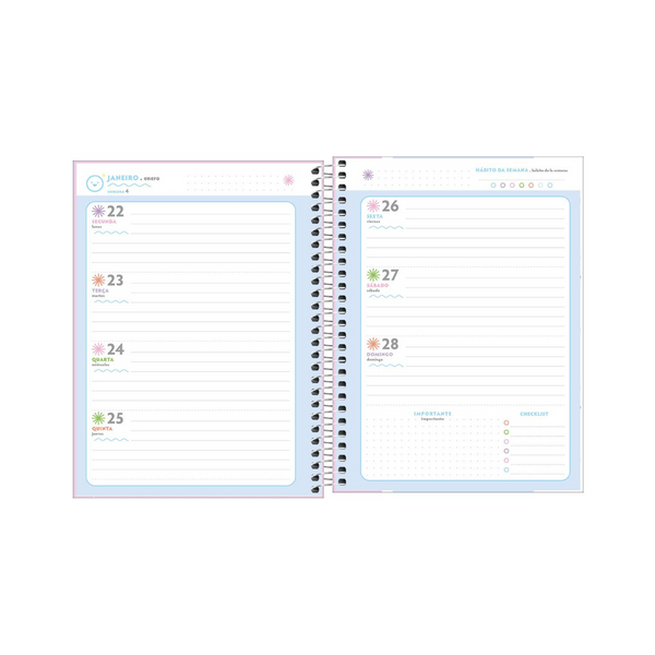 AGENDA DIARIA EN ESPIRAL 2024 PLANNER HAPPY M7